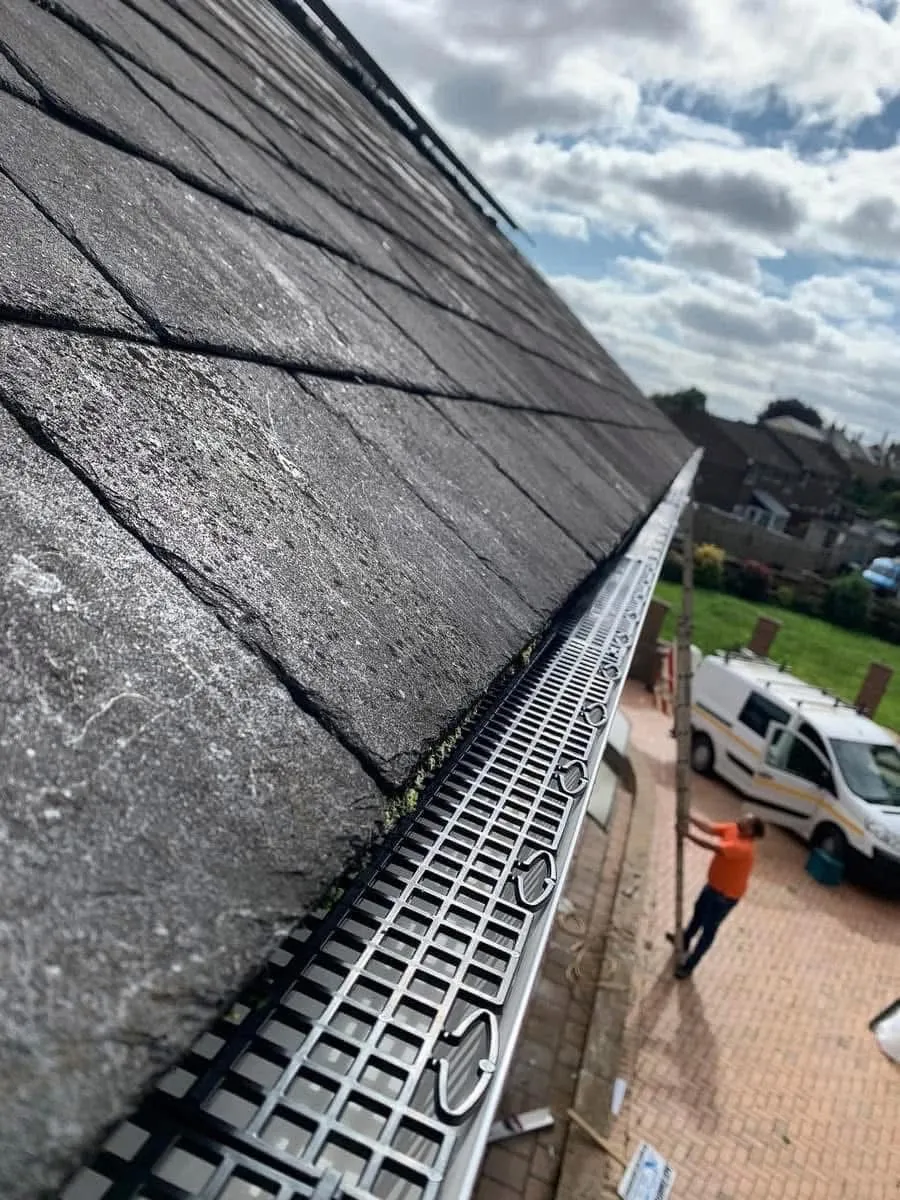 Gutter guard fitted on a slate roof in Port Isaac
